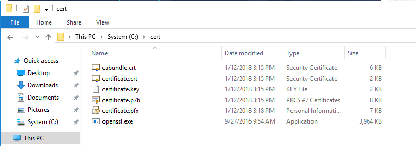 cert folder