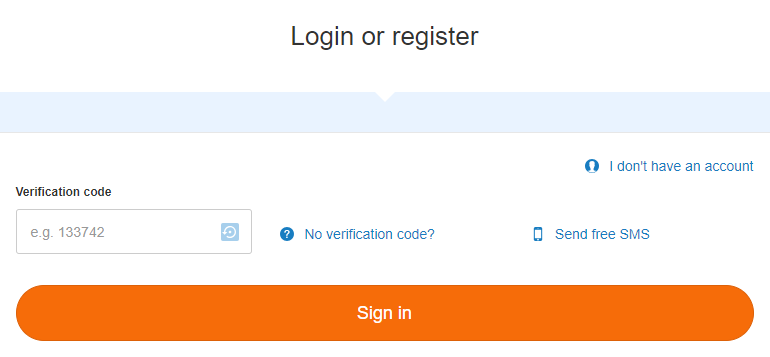 Send the verification key via text message