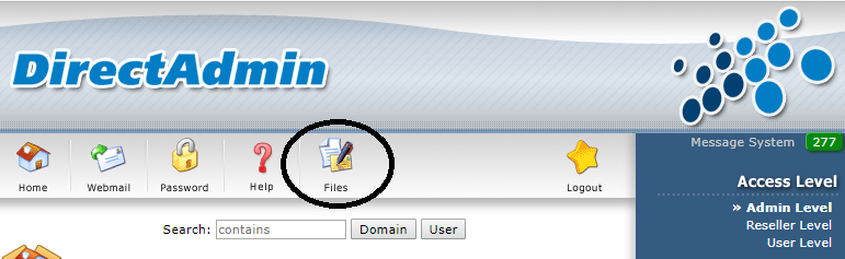 DirectAdmin files knop