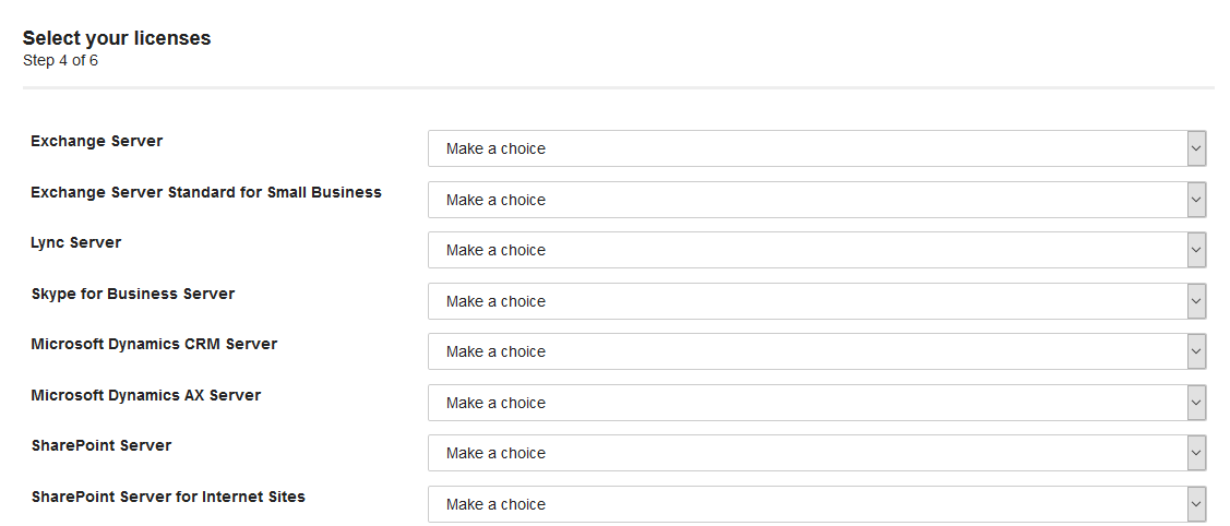 LM select your licenses