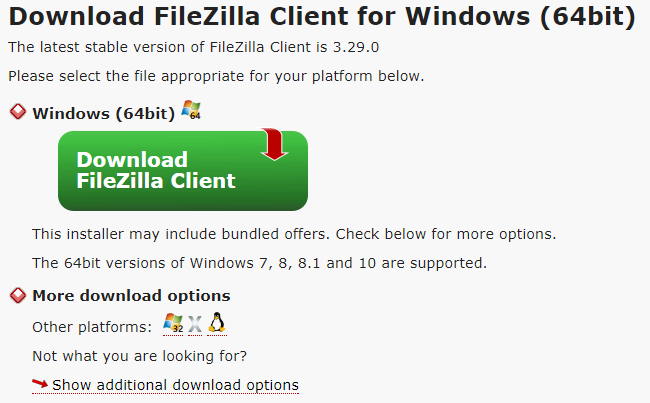 Kies de Filezilla client