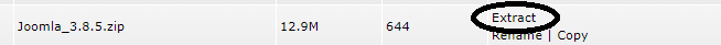 extract Joomla in DirectAdmin