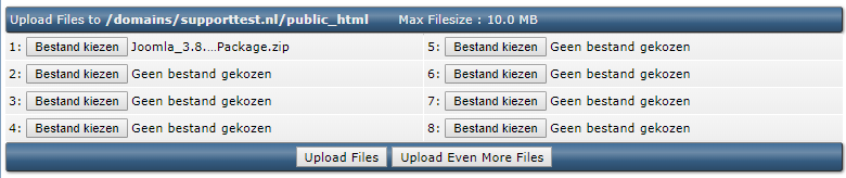 upload Joomla in DirectAdmin