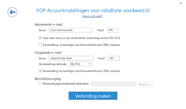 De POP3 instellingen van jouw e-mailadres