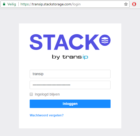 Inloggen op de STACK webinterface