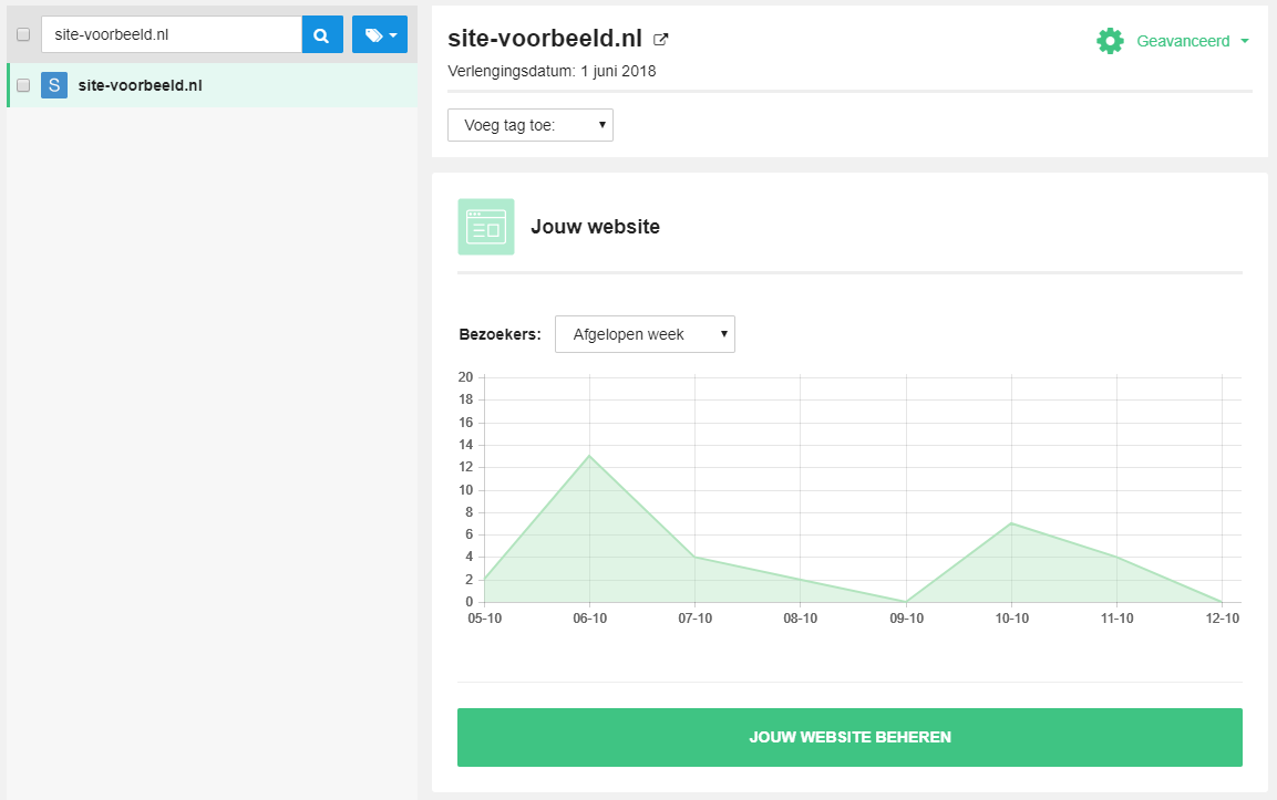 Ga naar 'Jouw website beheren'