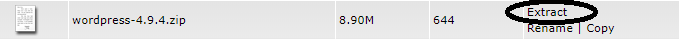 extract WordPress in DirectAdmin