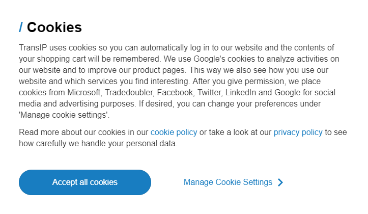 Our Cookie policy