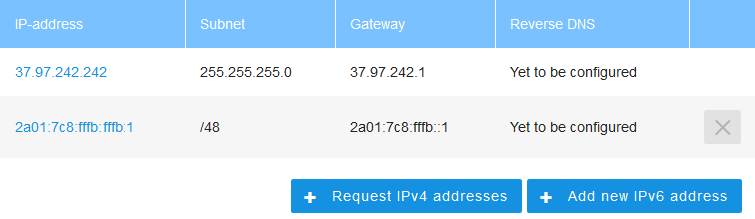 control panel request an ipv4 address