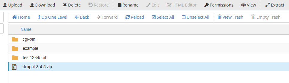 cpanel file manager extract drupal