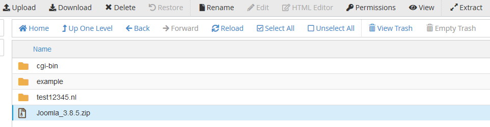 cpanel file manager extract joomla