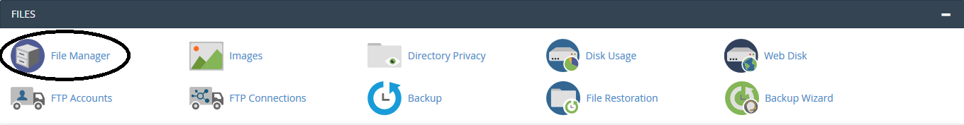 cPanel file manager knop