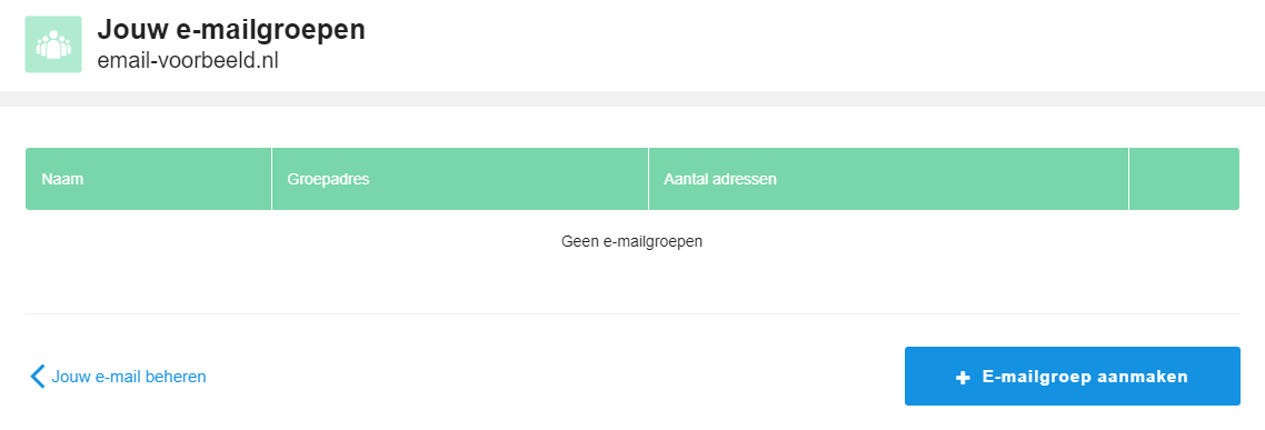 Klik op 'E-mailgroep aanmaken'.