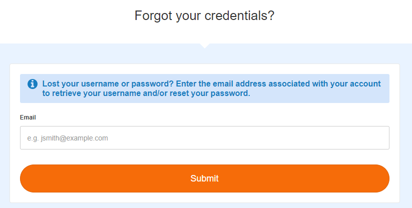 Forgot login credentials