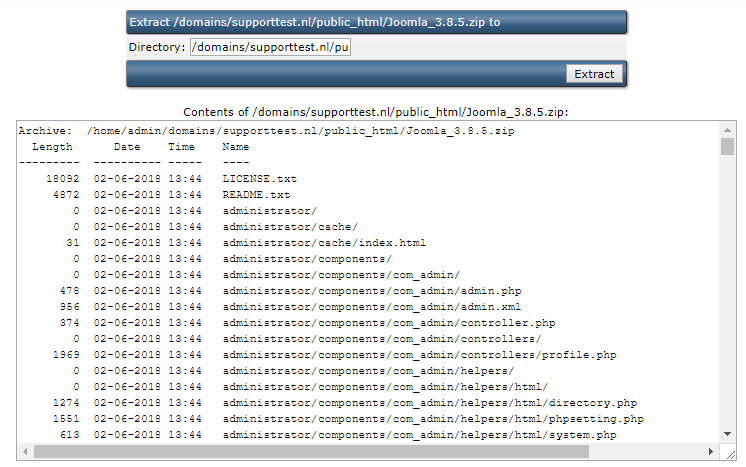 extract Joomla