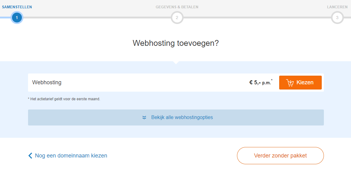 Kies een webhostingpakket
