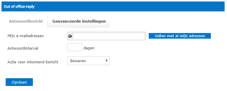 Out of office Geavanceerde instellingen