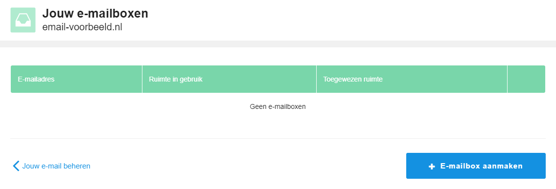 Klik op 'E-mailbox aanmaken'