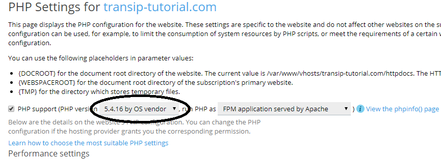 plesk domain php settings