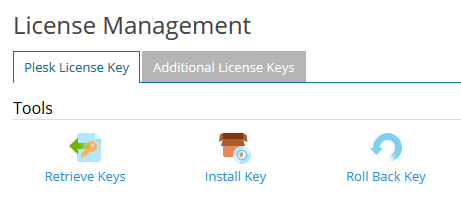 plesk license management retrieve keys