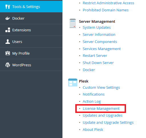 plesk license management