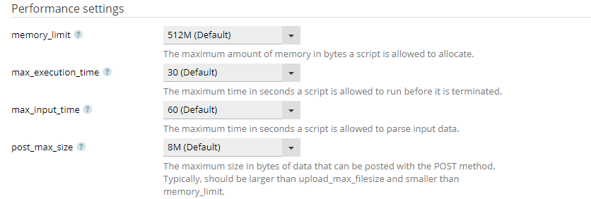 plesk php performance settings