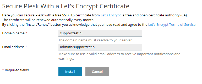 use lets encypt to secure plesk
