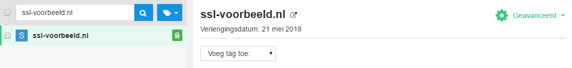 Klik op het domein