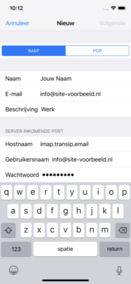 ik wil mijn e-mail op mijn iphone instellen | transip