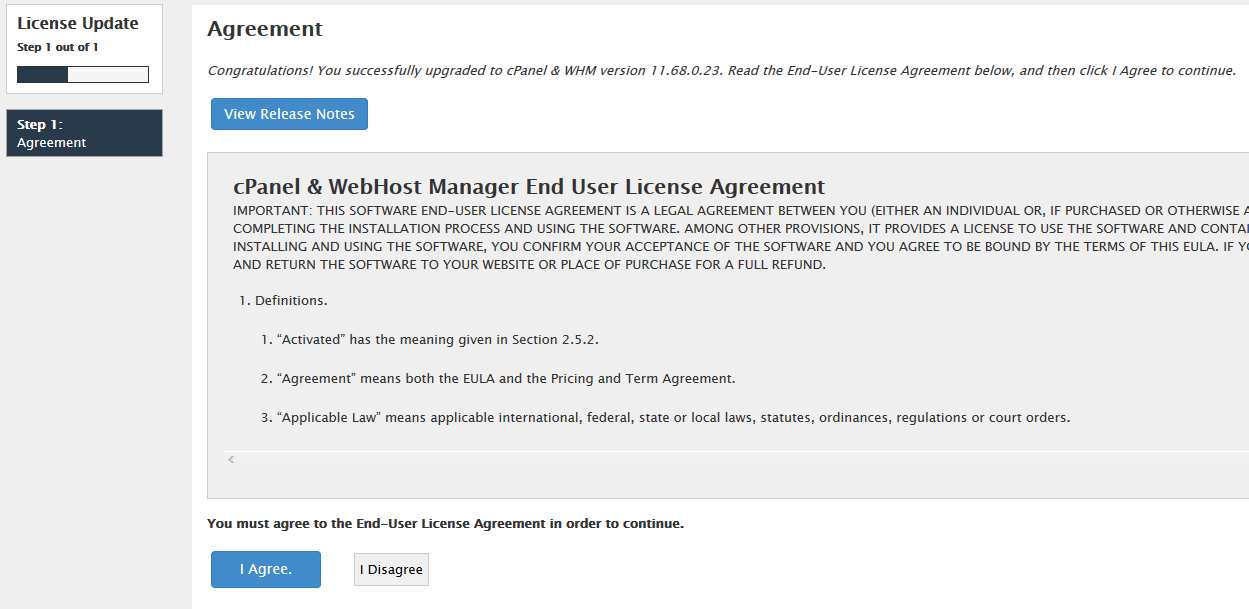 cpanel & whm agreement