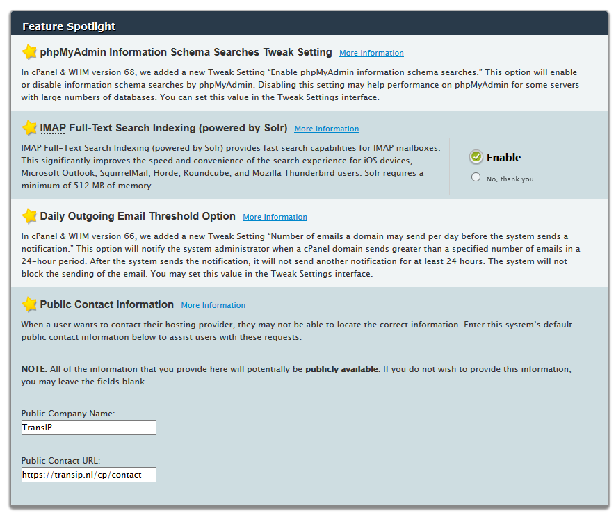 whm feature spotlight