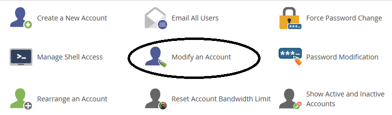 whm modify account