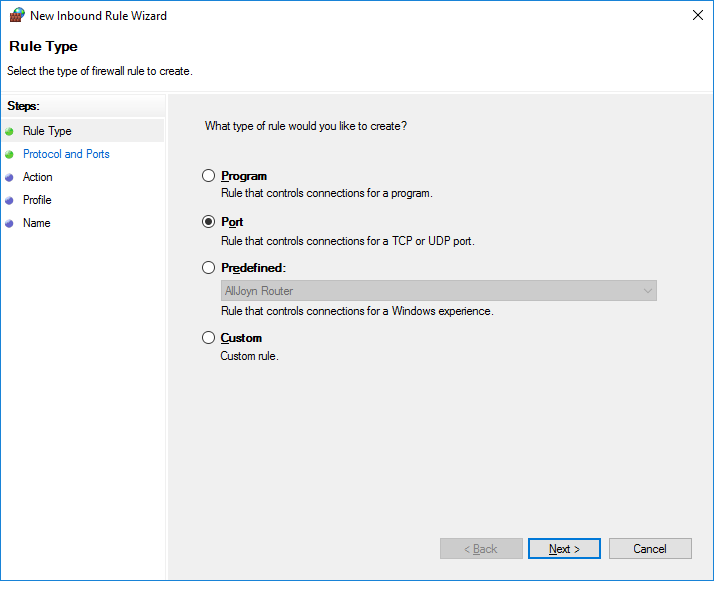 windows firewall inbound rule port nr