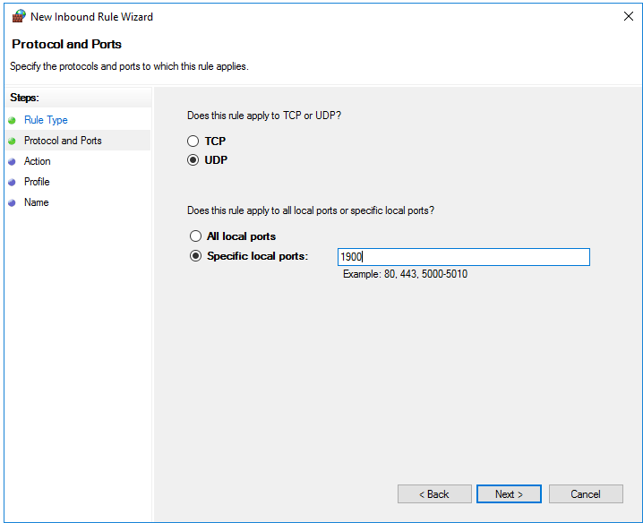 windows firewall port and protocol