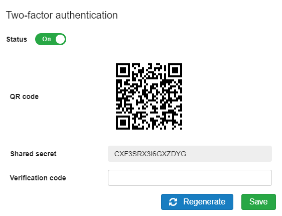 2fa in your control panel