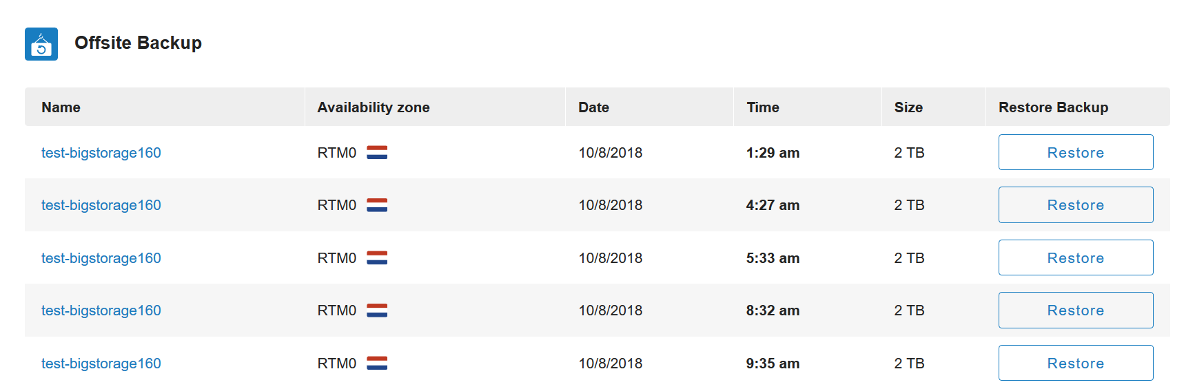 big storage restore offsite backup