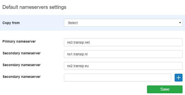 Your default nameserver settings