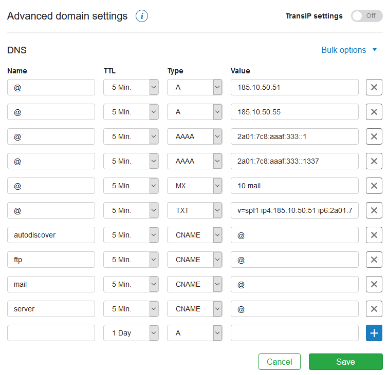 dns of a domain linked to a vps