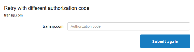 retry transfer with new auth code