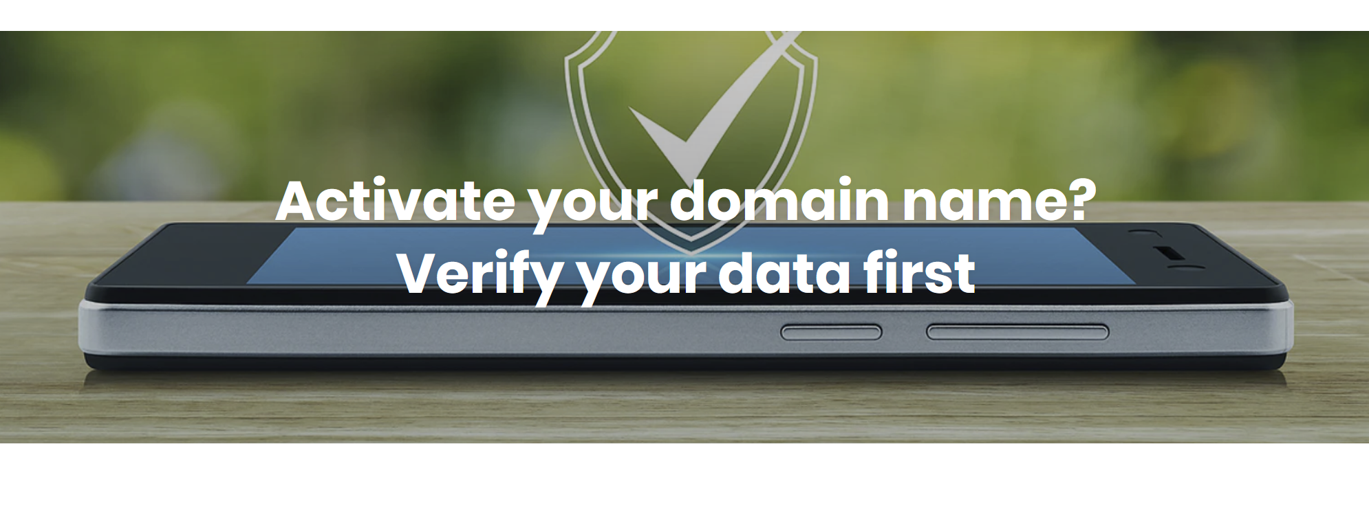 Activate your domain name? Verify your data first