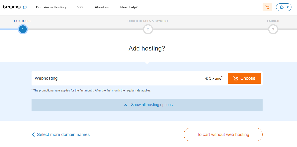 Add a web hosting package