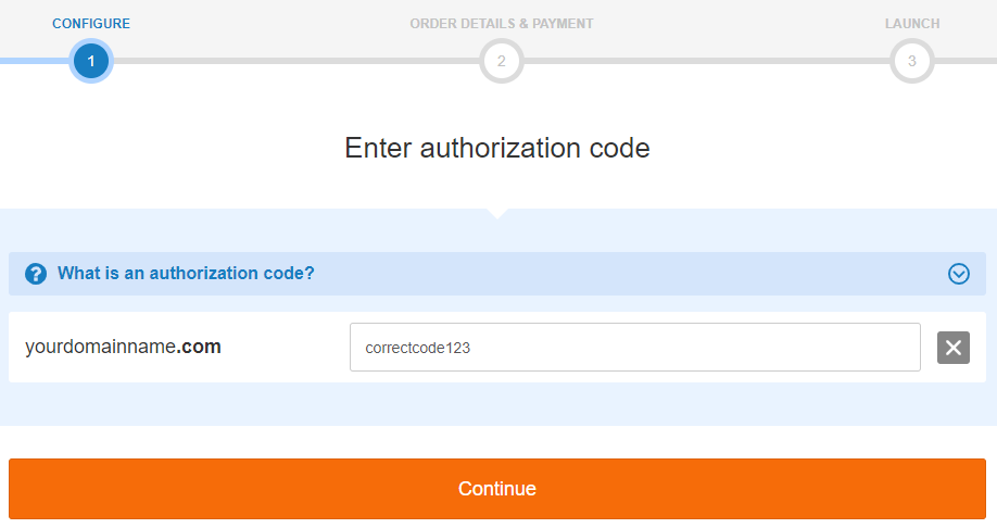 enter your authorization code