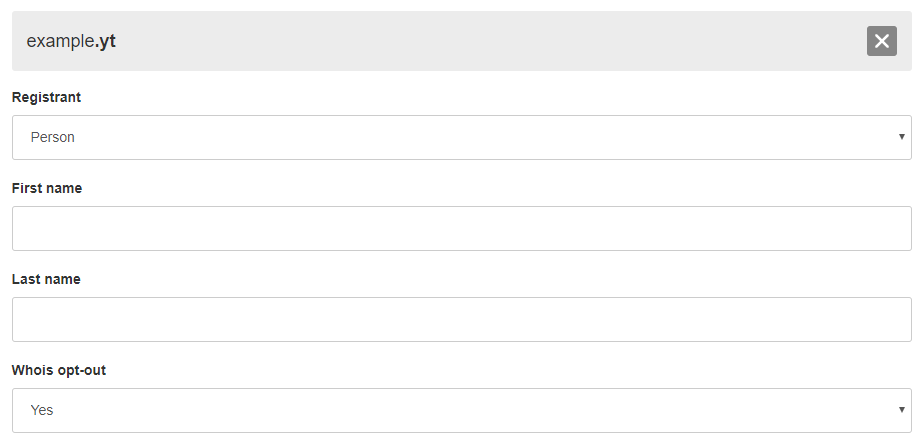 additional data registration transfer person .yt domain