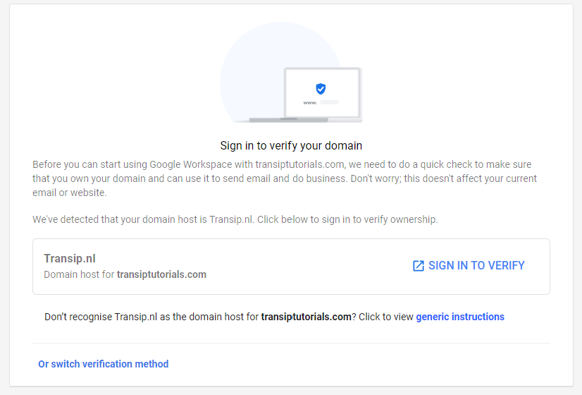 Select TransIP as youir domain host