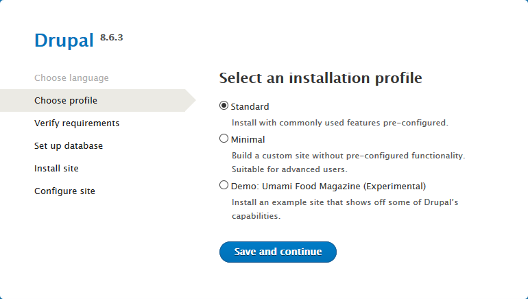 drupal select installation profile