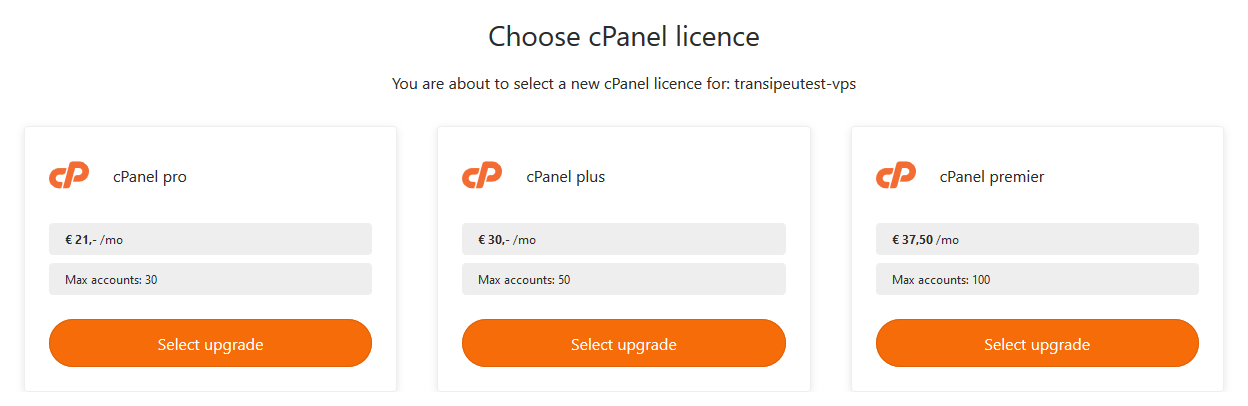 cp cpanel upgrade options