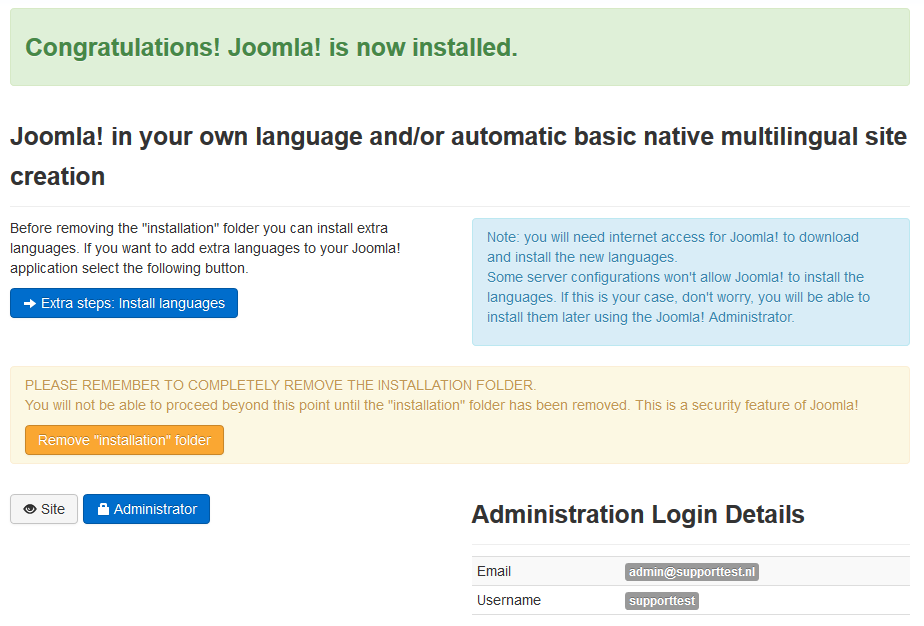 joomla installed