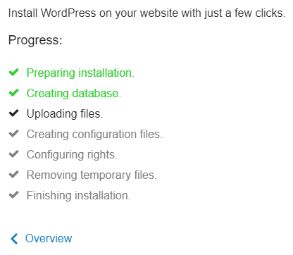 Progress wordpress install