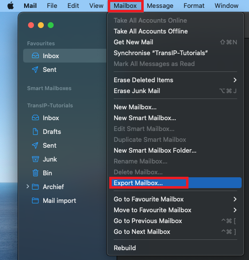 Create an export of your mailbox