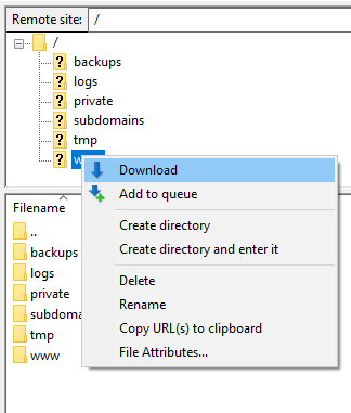 Select the source folder and click Download